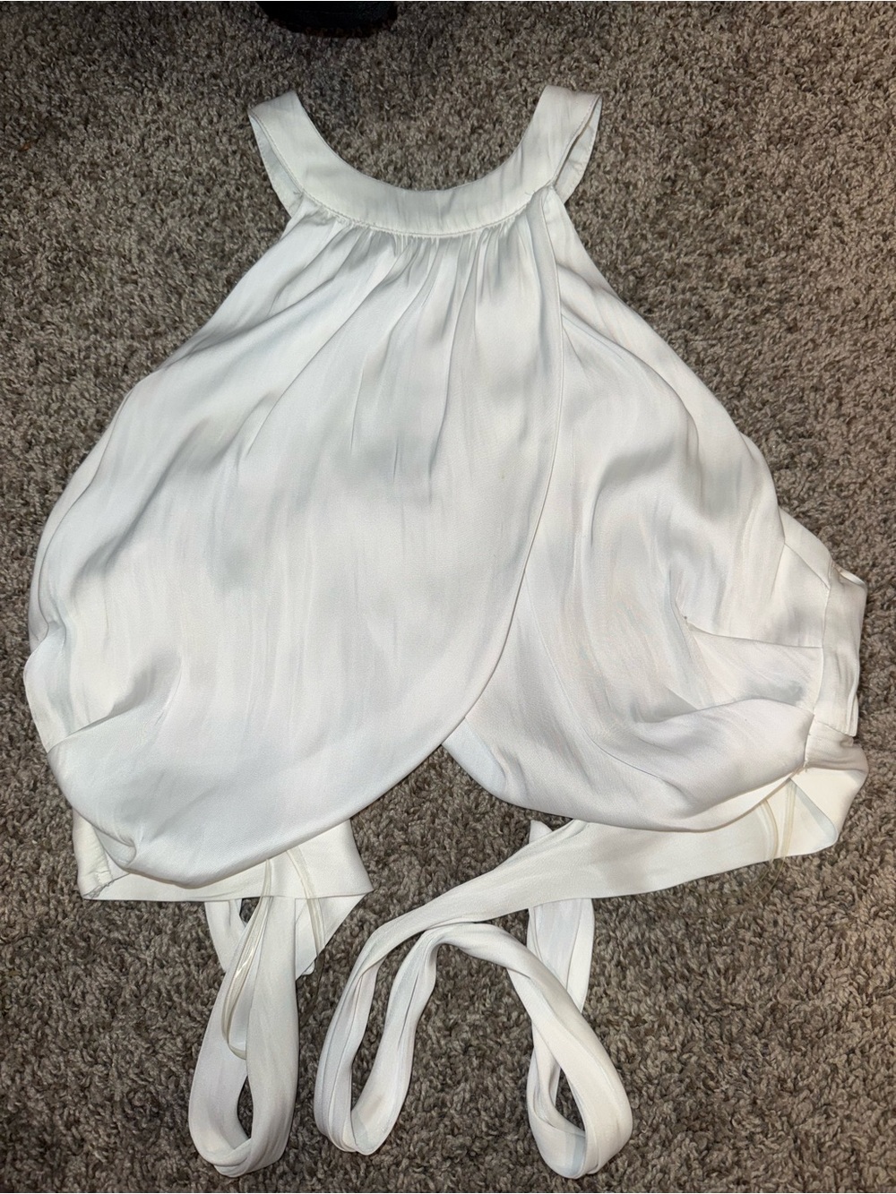 White Women's Halter Tie-Back Top